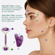 Arvoti Amethyst Gua Sha & Facial Roller Set