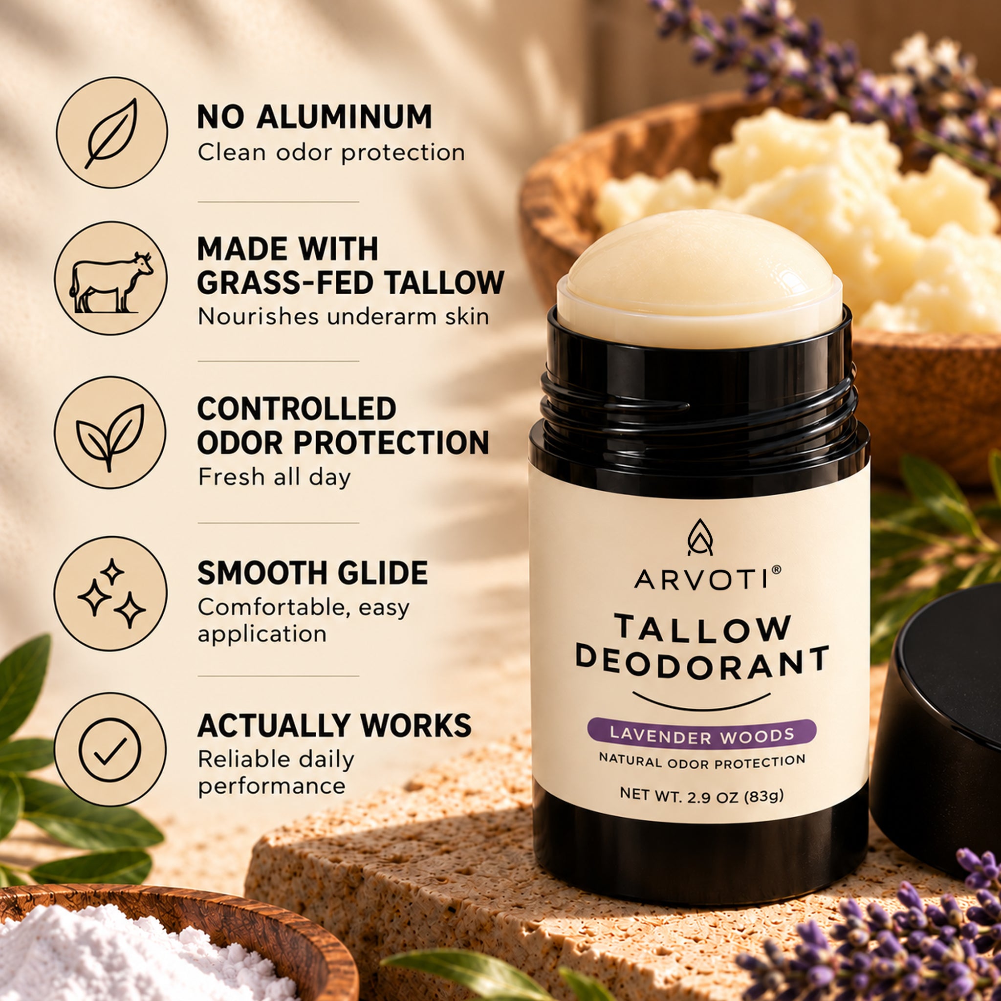 Tallow Deodorant Lavender Woods